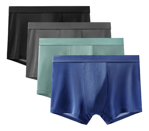 4 Pcs Calzoncillos Boxer De Seda Transpirable