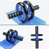 Roda Abdominal Dupla Rolo Lombar Com Tapete Apoio Exercicio