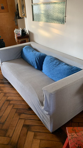 Sillon Sofa Cubik Compact 3 Cuerpos Dos Fundas Azul Y Gris 