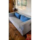 Sillon Sofa Cubik Compact 3 Cuerpos Dos Fundas Azul Y Gris 