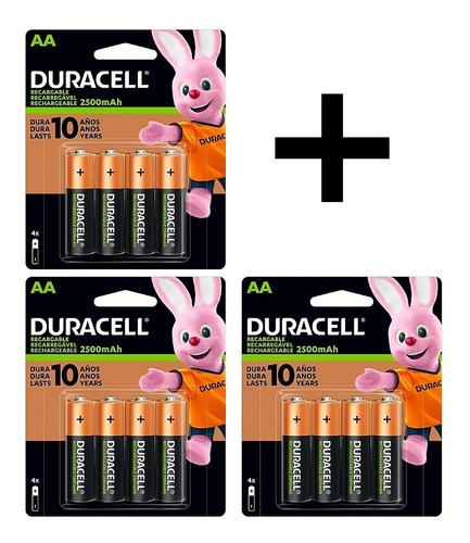 Kit 12 Aa Piezas Duracell Doble A 2500mah