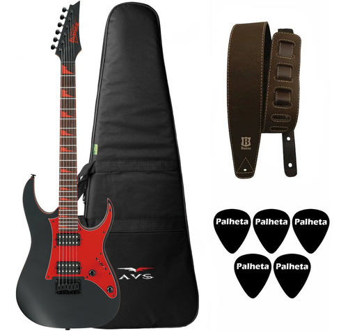 Guitarra Ibanez Grg131dx Bkf Black Flat + Kit