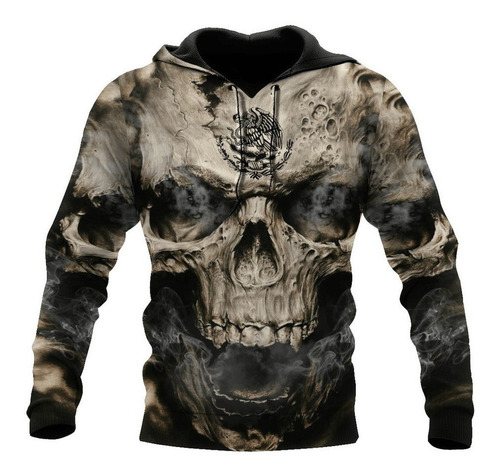 Brasão Sudadera Mexicana Con Capucha T157 Smoke Skull