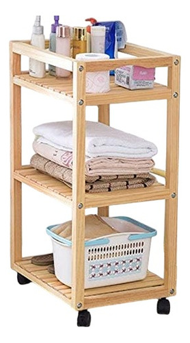 Estantería Carrito Organizador Bamboo Ruedas Nordico Baño