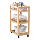 Estantería Carrito Organizador Bamboo Ruedas Nordico Baño