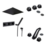 Set Grifería De Baño 3 Piezas Fv King 3d Negro