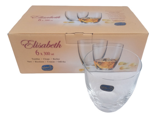 Vasos Pack X6 Cristal Bohemia Elisabeth 300cc Agua/whisky