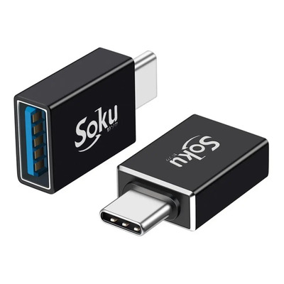 Soku Adaptador Otg Tipo C A Usb 3.1 Velocidad Real 10 Gbps Color Negro | Meses sin interés