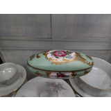 Manyantiques -  Alhajero En Porcelana Verde Con Flores.