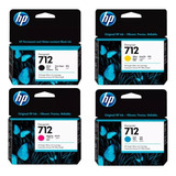 Combo Cartucho Hp 712 Pak Cyan Ama Mag Negro Original  Nuevo