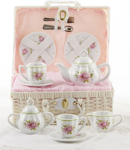 Delton Products Té Infantil De Porcelana Con Patrón De Rosa