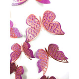 Mariposas Decorativas 3d Papel Pared Oro Rosa Fucsia Rosa