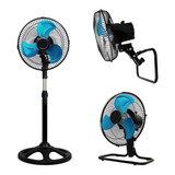 Ventilador 3 En 1 Star Trak Stp31-10 Negro Con 3 Palas Color  Celeste De  Acero, 10  De Diámetro 220 v