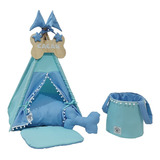 Kit Toca Cabana Pet Cães E Gatos Casinha Cabana Azul P