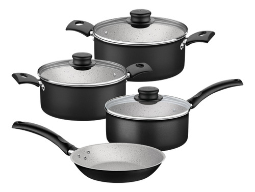 Batería De Cocina Tramontina Turim 20298/076 Con 7 Piezas Negro