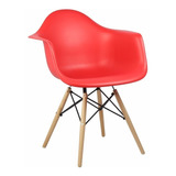 Cadeira Design Charles Eames Com Braços Pw-082 Vermelha Cor Da Estrutura Da Cadeira Madeira Cor Do Assento Vermelho