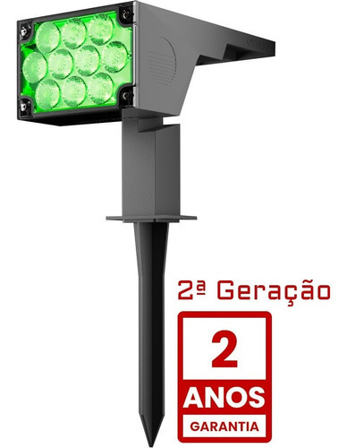 Luminaria Spot Solar Espeto Jardim Led Luz Verde Oversun