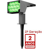 Luminaria Spot Solar Espeto Jardim Led Luz Verde Oversun