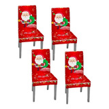 4 Fundas Sillas Comedor Asiento Navideños Santa Decoración