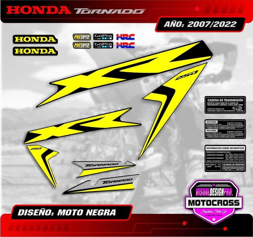 Kit Calcos Gráfica Honda Tornado Xr 250 - 1ra Calidad!!! 