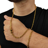 Corrente 4mm Masculina Banhado Ouro + Pulseira + Brinde