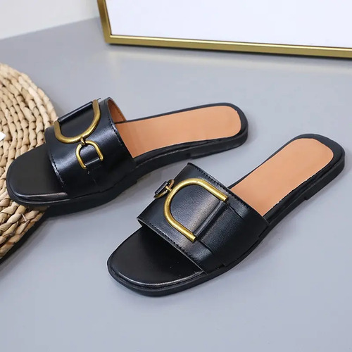 Sandalias Planas Para Mujer, Tira Con Herraje, Punta ,c