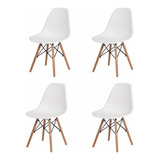 Kit 4 Cadeiras De Mesa Sala Charles Eames Eiffel Wood Jantar Cor Da Estrutura Da Cadeira Branco