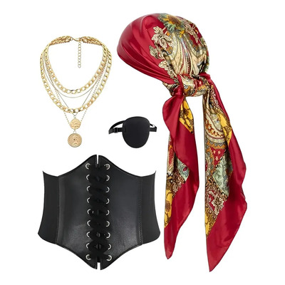 Kit Pirata Accesorio Mujer Con Gorro Cosplay Pirata Y Accesorios Pirata De Pirata Para Fiesta De Cumpleaños Carnaval Halloween
