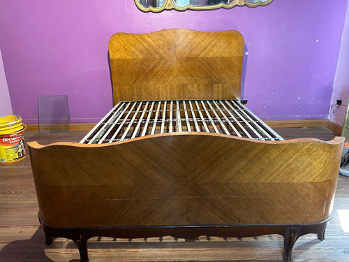 Cama De Madera Antigua Con Elástico