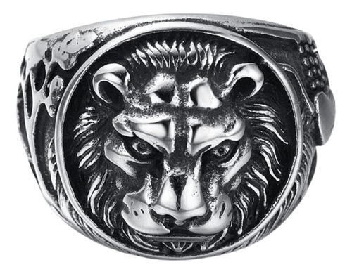 Anel Masculino Leão Lion King Signo De Aço Resistente Prata 