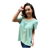 Blusa Remera Cuello Bordada India Cuadrado Talle Grande