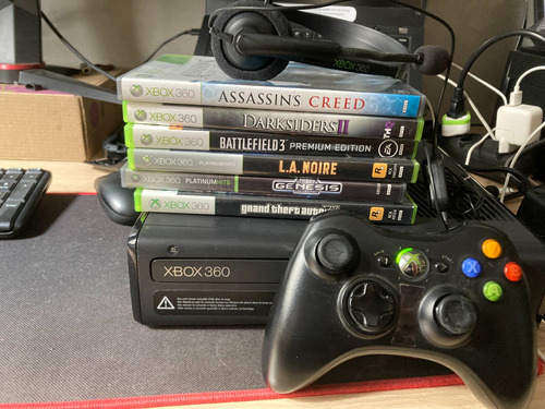 Xbox 360 250gb Com 1 Controle E Jogos