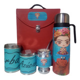 Set Matero Kit Completo Frida Kahlo Eco Cuero Frase