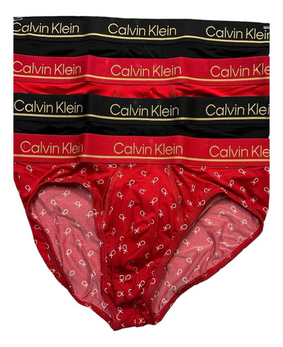 Trusa Calvin Klein 4 Pack De Microfibra Negro Rojo Original