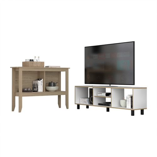 Rack Tv 65  + Arrimo Nomik - Blanco / Rovere