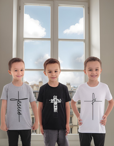 Kit 3 Camiseta Uniforme Escola Jesus Camisa Blusa Colegial