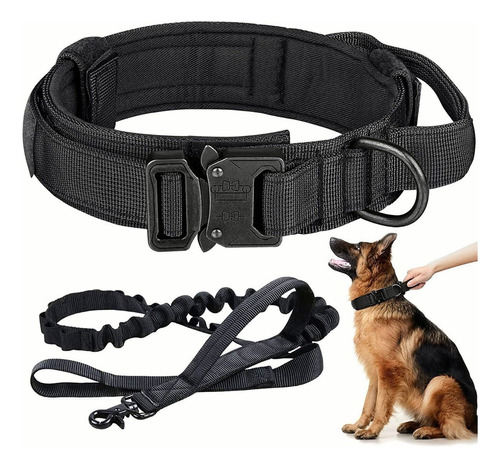 Juego De Correa Y Collar Táctico Ajustable Para Perros