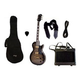 Combo Guitarra Electrica Parquer Les Paul Negra Amp 5w Cuota