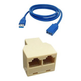 Cabo Extensor Usb Blindado 1,50 Cm M X F + Duplicador Rj45 