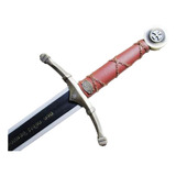 Espada Dos Templários Aço Inox 113cm Suporte De Parede 