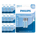 20 Pilhas Alcalinas Aaa Philips  (10  Cart)