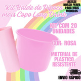 Kit 20 Balde Pipoca Copo Rosa Cinema Decoraçao Diversão