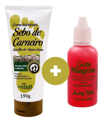 Kit Gota Milagrosa + Sebo De Carneiro Para Pés E Mãos