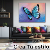 Cuadro Mariposa Pastel Colores Oleo Elegante Bastidor 90x60
