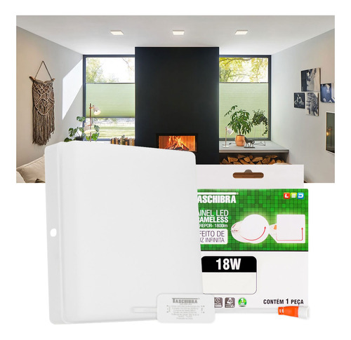 Painel Led Taschibra Frameless 18w Branco Quadrado Sobrepor