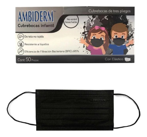 Cubre Boca Para Niños Ambiderm Sin Diseños 50 Pz