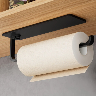 Portarrollos De Papel Toalla Para Debajo De Gabinete Negro Plain Cromado