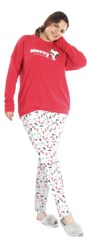Pijama Para Mujer Snoopy Y Woodstock Navidad Suave Y Calida