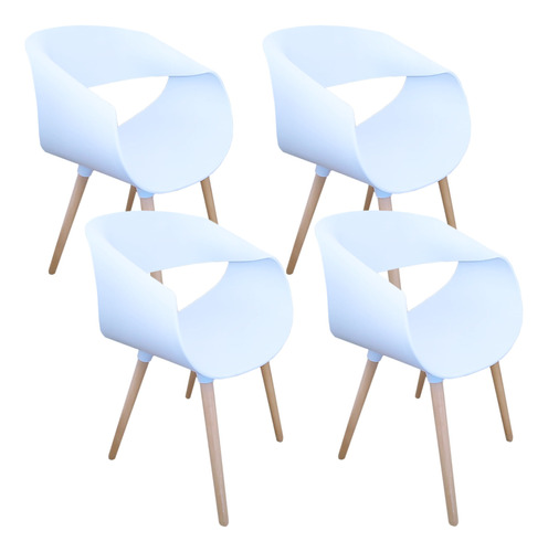 Set De 4 Sillas Eames Curvilíneas Minimalistas Modernas 