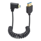 Cable Espiral Duttek 8k Hdmi Ángulo Recto A Micro Hdmi, Hdmi